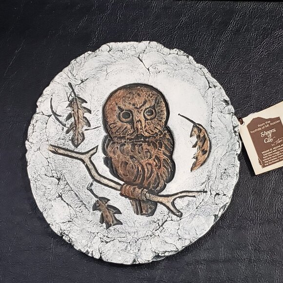 A Unique And Special Clay Plaque Depicting An Owl On A Tree Branch Mt. St. Helen - Picture 1 of 9